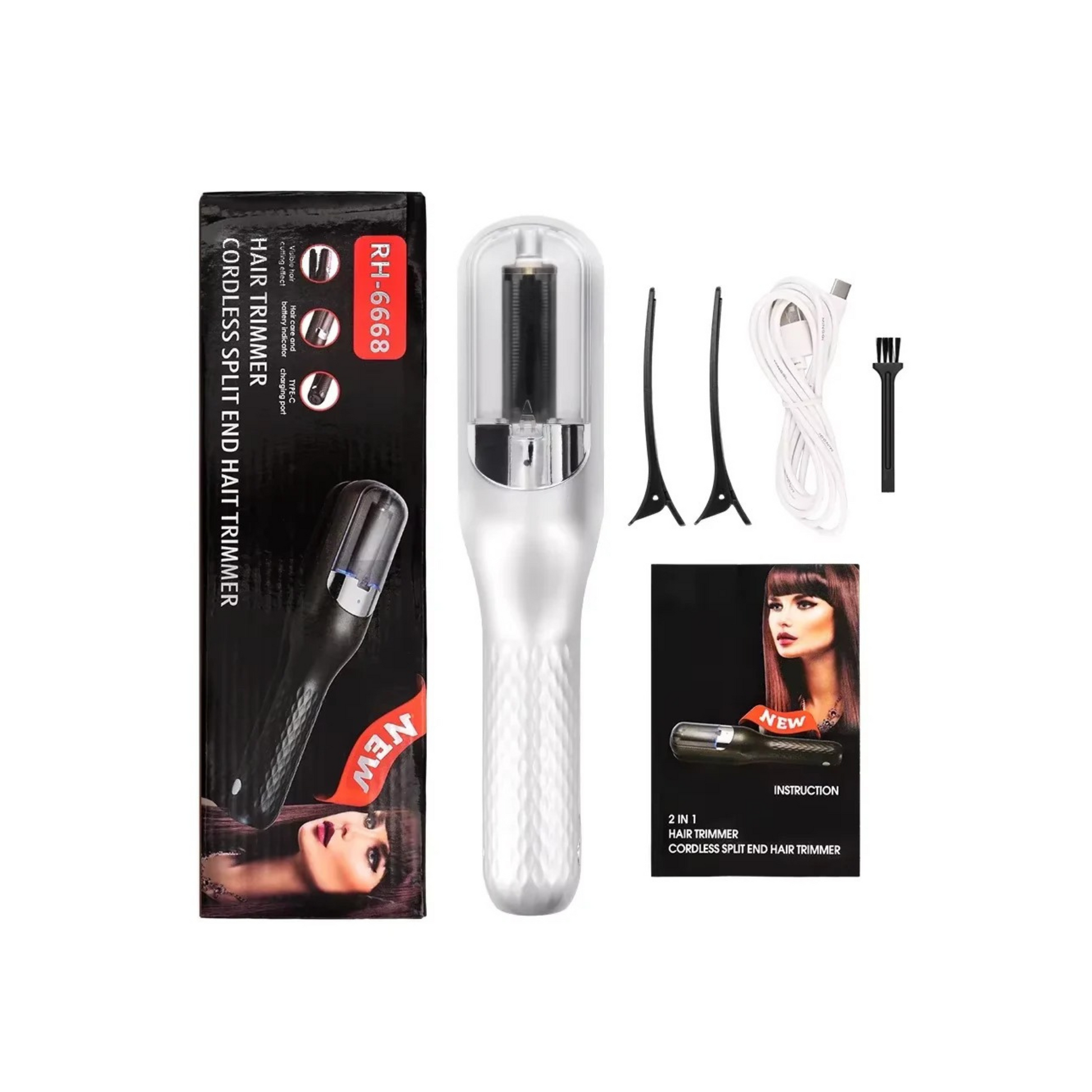 Cordless Split End Trimmer – USB Rechargeable Hair End Cutting Machine for Damaged Hair Repair and Care