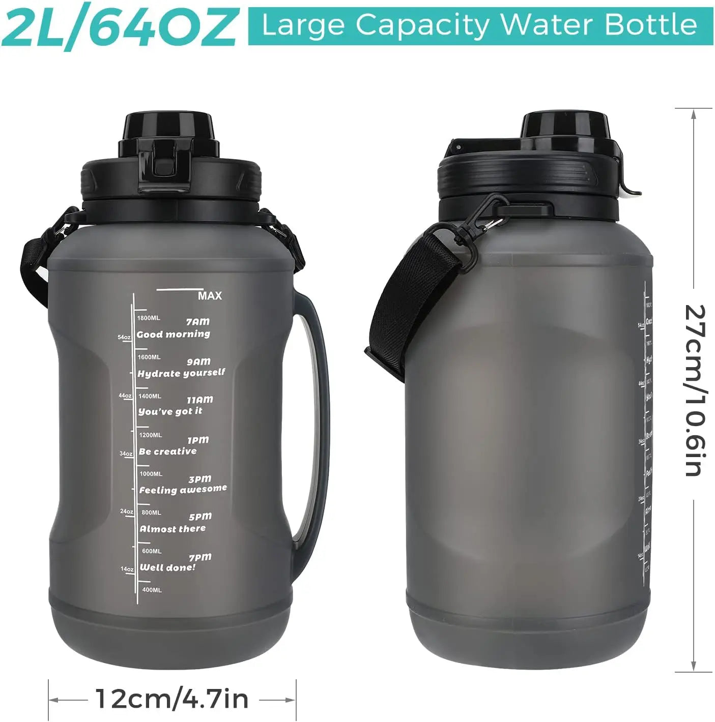 Collapsible Water Bottle™ – 2L/64OZ Large Capacity Silicone Foldable with Straw & Carrying Strap