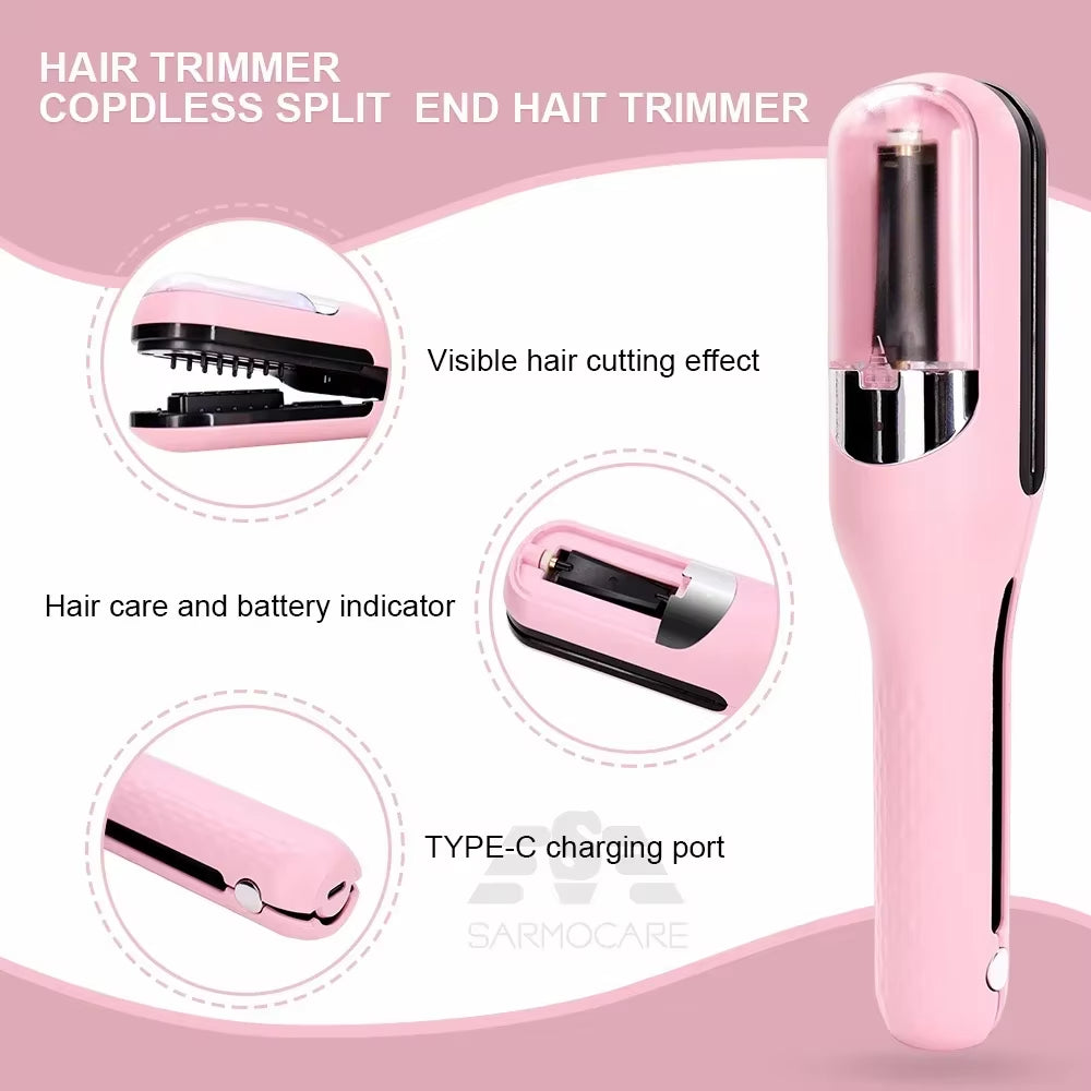 Cordless Split End Trimmer – USB Rechargeable Hair End Cutting Machine for Damaged Hair Repair and Care