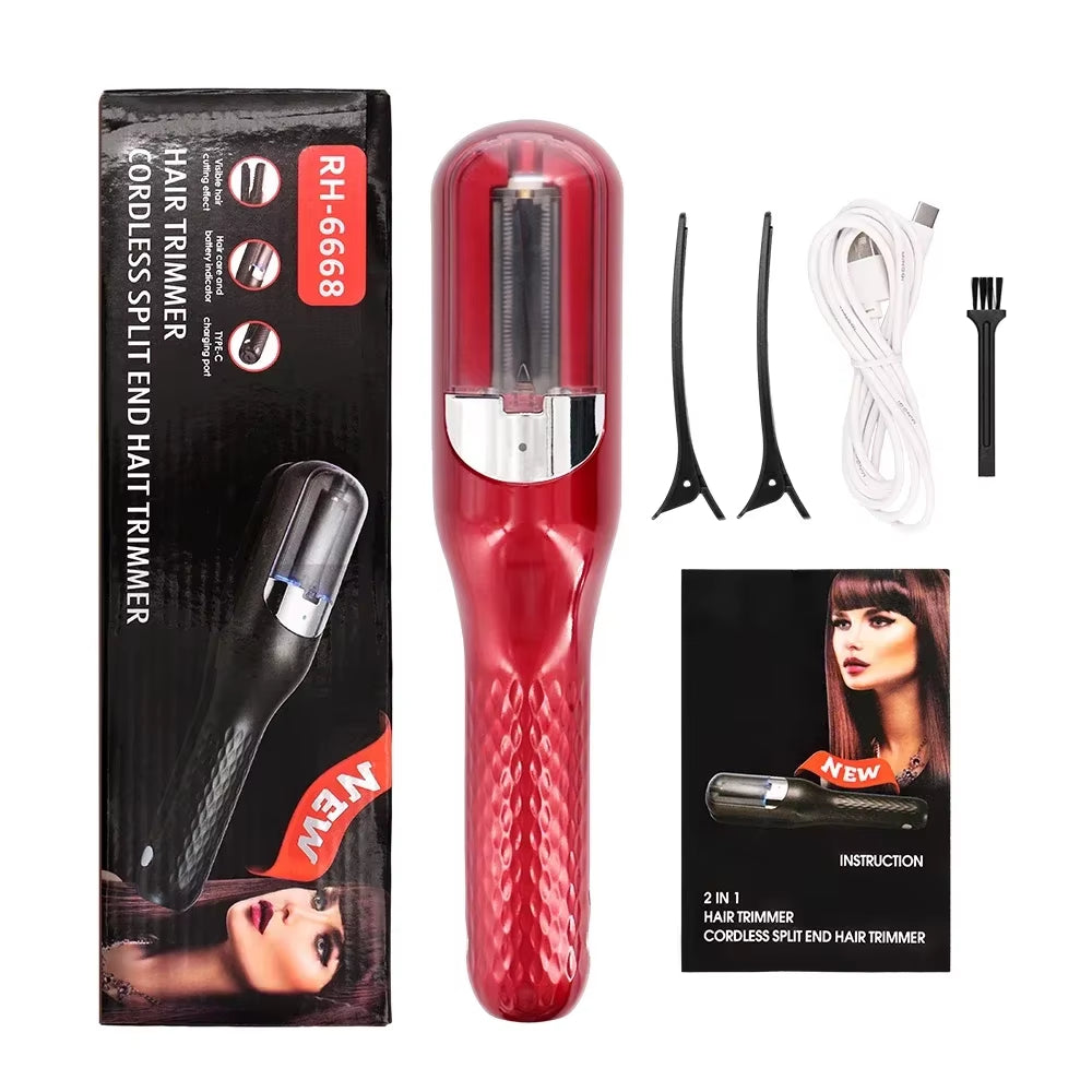 Cordless Split End Trimmer – USB Rechargeable Hair End Cutting Machine for Damaged Hair Repair and Care