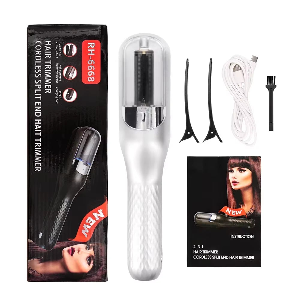 Cordless Split End Trimmer – USB Rechargeable Hair End Cutting Machine for Damaged Hair Repair and Care