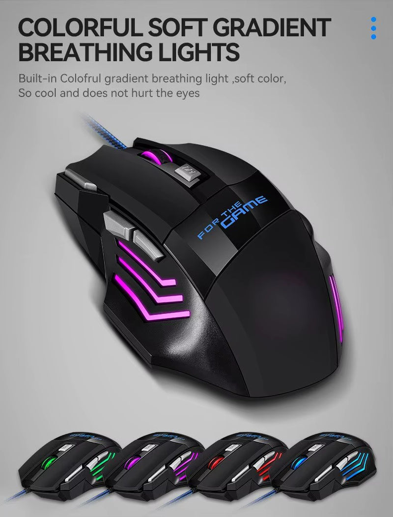 HyperSpeed USB Gaming Mouse – RGB Backlit Ergonomic 7D Wired Esports Mouse for PC & Laptop