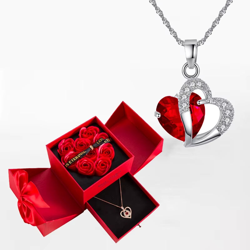 Zircon Heart™ Necklace with Double Door Rose Gift Box