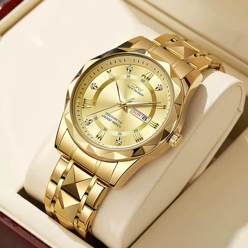 Luxury Waterproof Stainless Steel Chronograph Watch – Luminous Men’s Quartz Timepiece