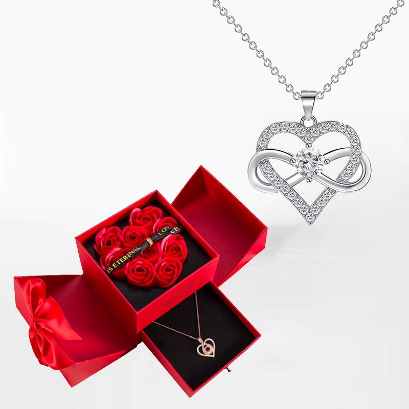 Zircon Heart™ Necklace with Double Door Rose Gift Box