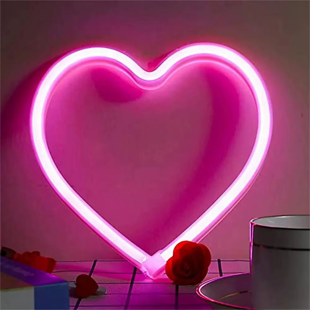 HeartGlow™ LED Neon Light – Pink Heart-Shaped Lamp