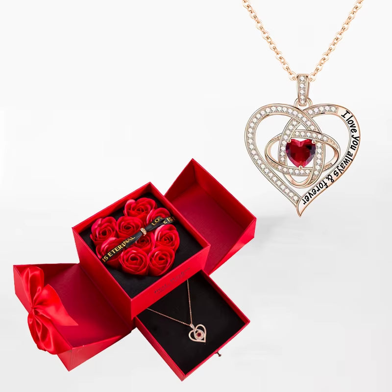 Zircon Heart™ Necklace with Double Door Rose Gift Box