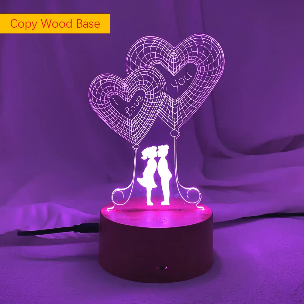 LoveLume™ 3D LED Night Light – Romantic Bedside Lamp