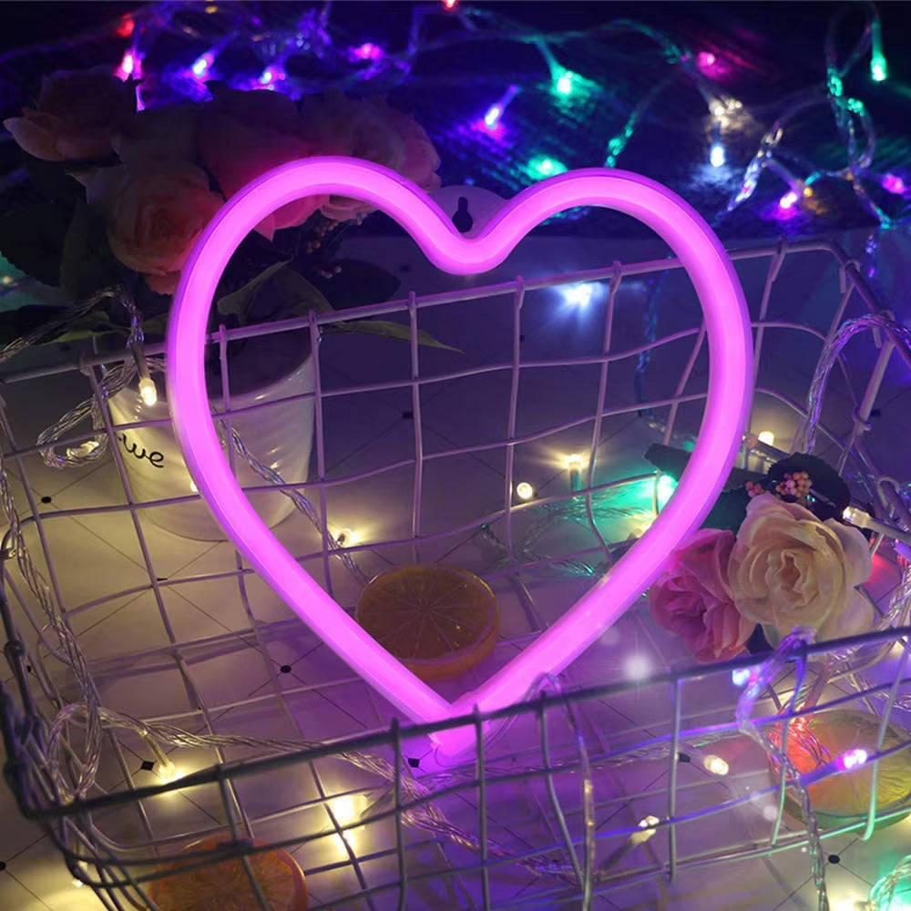 HeartGlow™ LED Neon Light – Pink Heart-Shaped Lamp