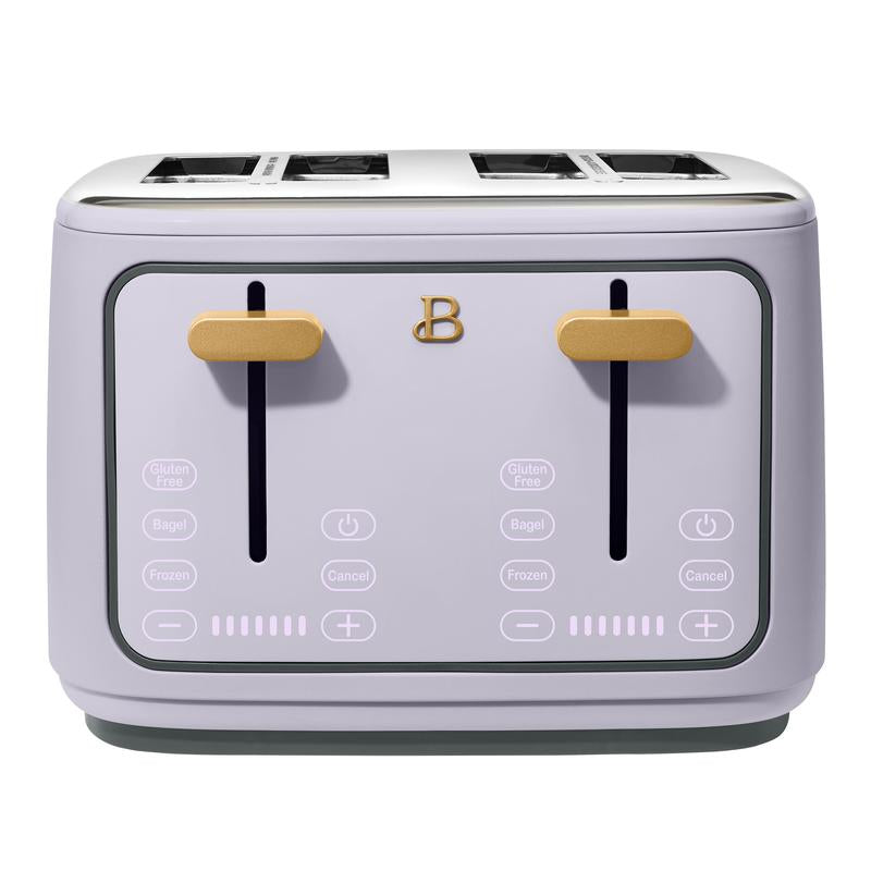 Elegant 4-Slice Toaster with Touch-Activated Display – White Icing Finish