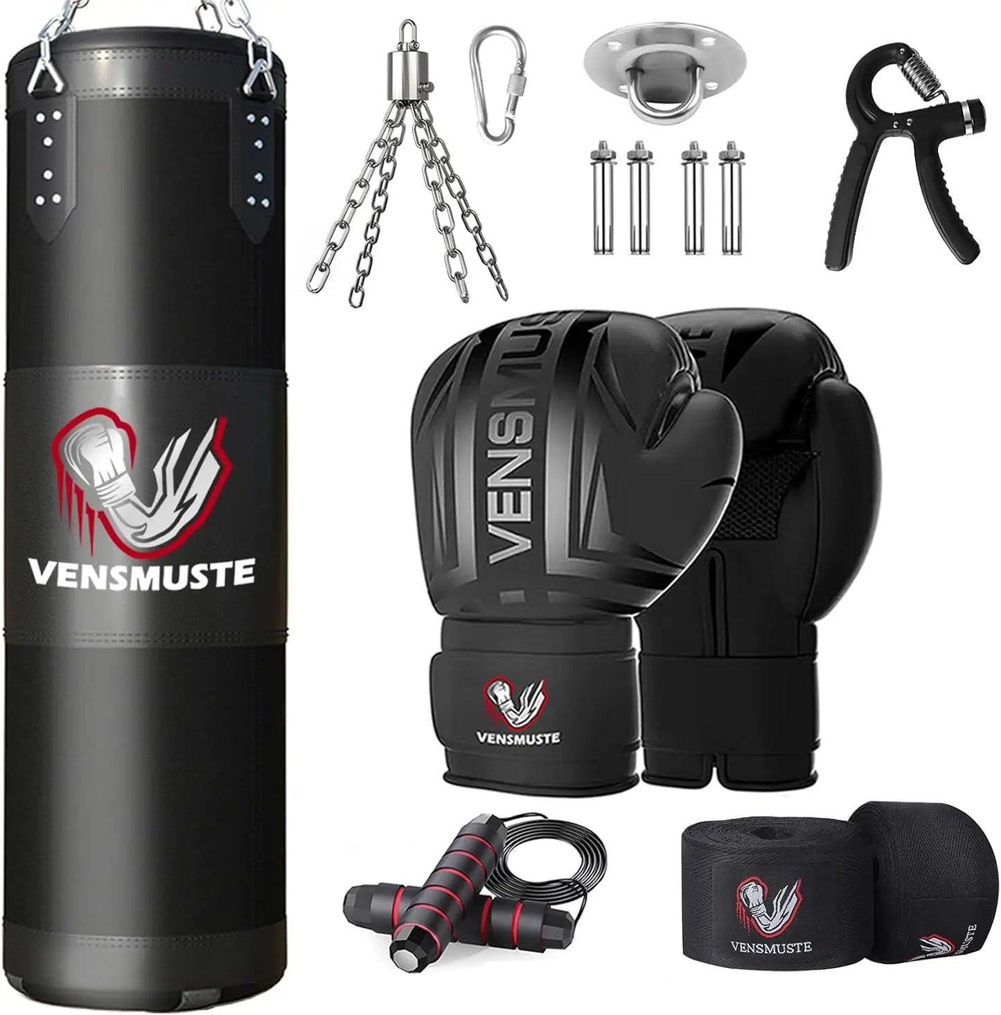 Heavy Boxing Bag Set™ – 4FT Oxford Punching Bag with Gloves, Chains & Hand Wraps for Adults