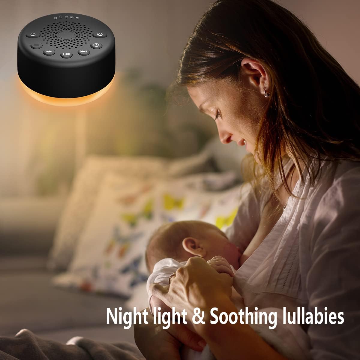 White Noise Sound Machine with 25 Soothing Sounds, Night Light, Sleep Timer, and Memory Function