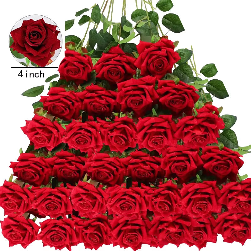 50 Pcs Velvet Rose™ Artificial Real Touch Flowers