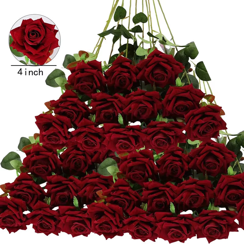 50 Pcs Velvet Rose™ Artificial Real Touch Flowers