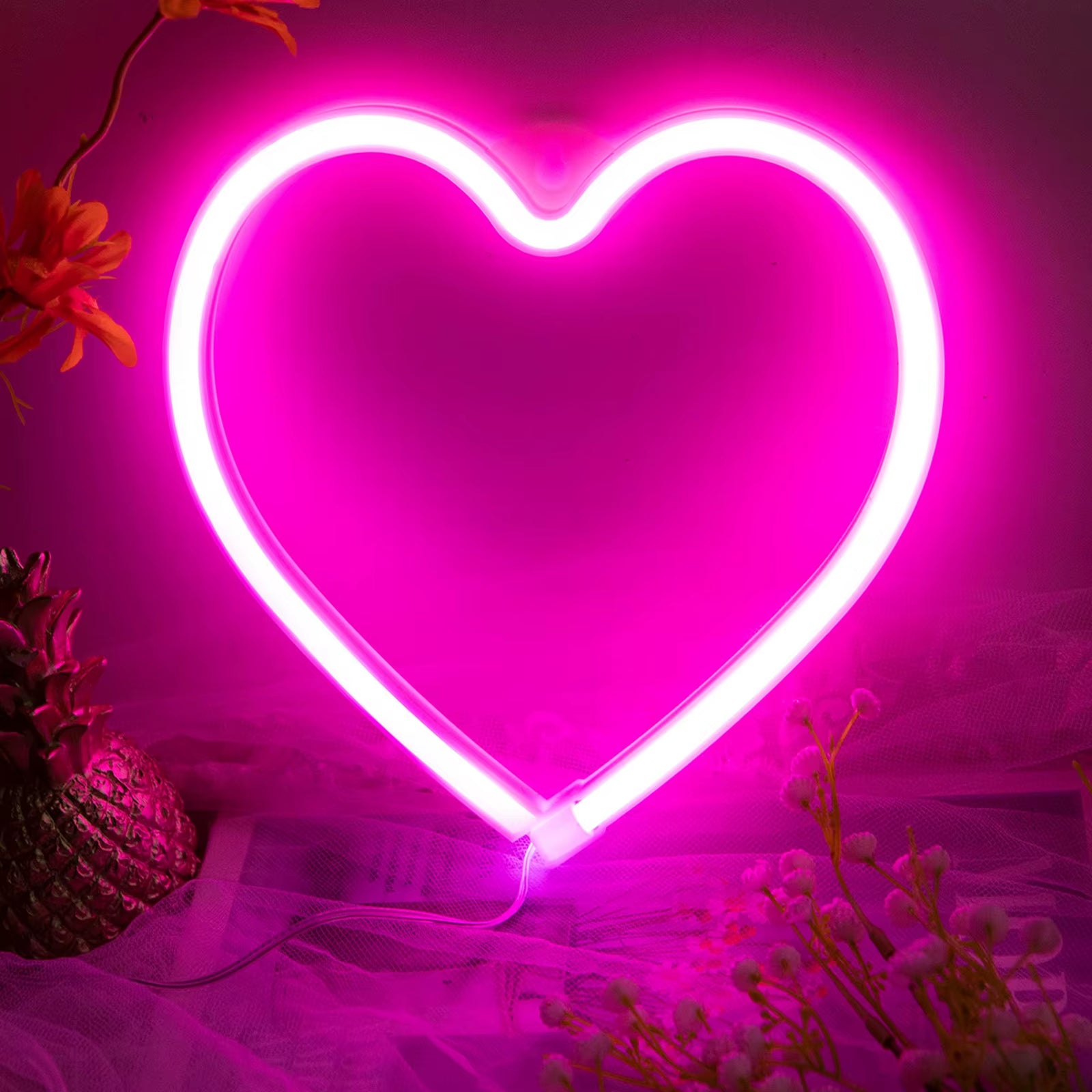 HeartGlow™ LED Neon Light – Pink Heart-Shaped Lamp