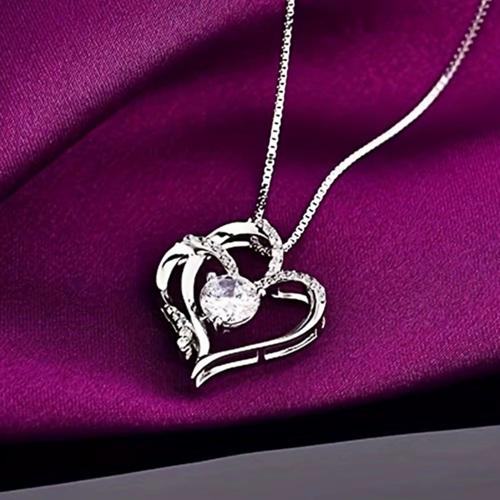 Zircon Heart™ Necklace with Double Door Rose Gift Box