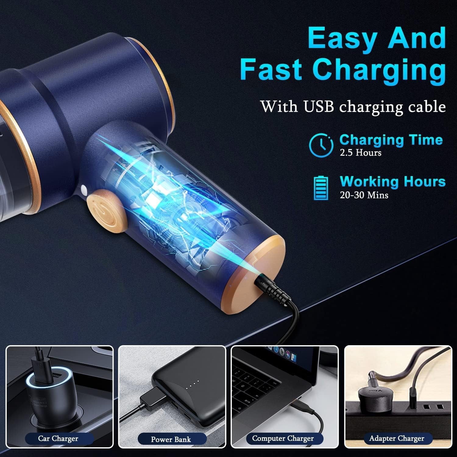 9000Pa High-Power Handheld Car Vacuum Cleaner – Wet & Dry with LED Light and Multi-Nozzles