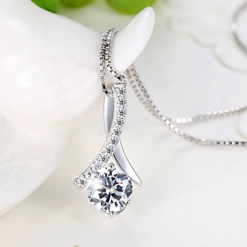 Sterling Silver™ Necklace Pendant – Zircon Clavicle Chain for Women