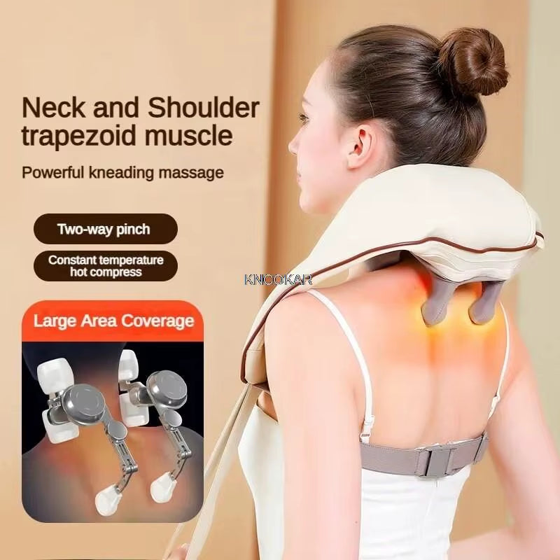 5D Wireless Shiatsu Neck and Back Massager – Deep Tissue Kneading Pillow with Soothing Heat