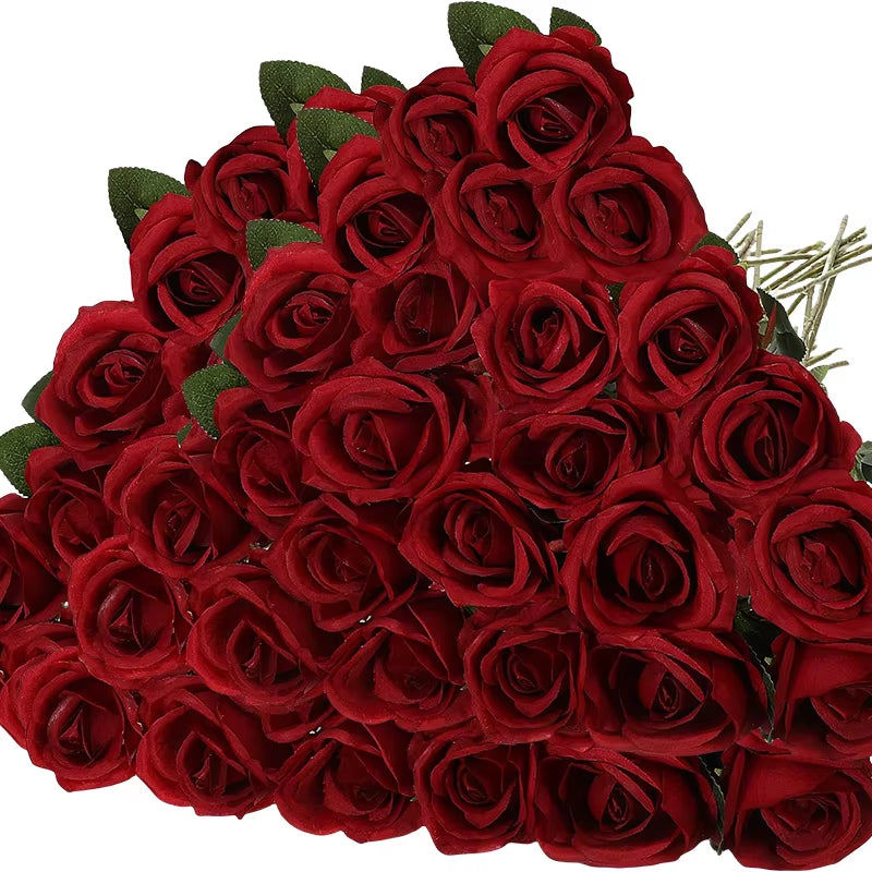 50 Pcs Velvet Rose™ Artificial Real Touch Flowers