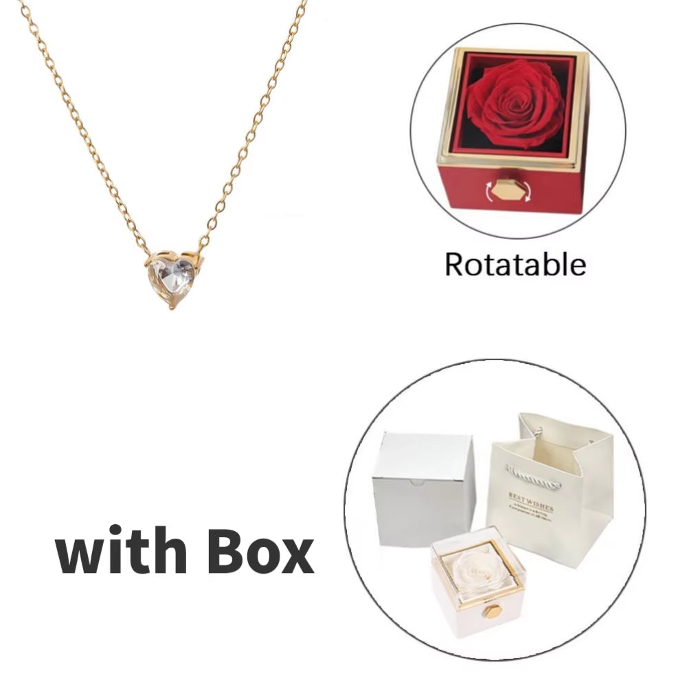 Eternal Rose Box™ – Heart Zircon Bracelet & Real Rose Flower Jewelry Gift Box for Her