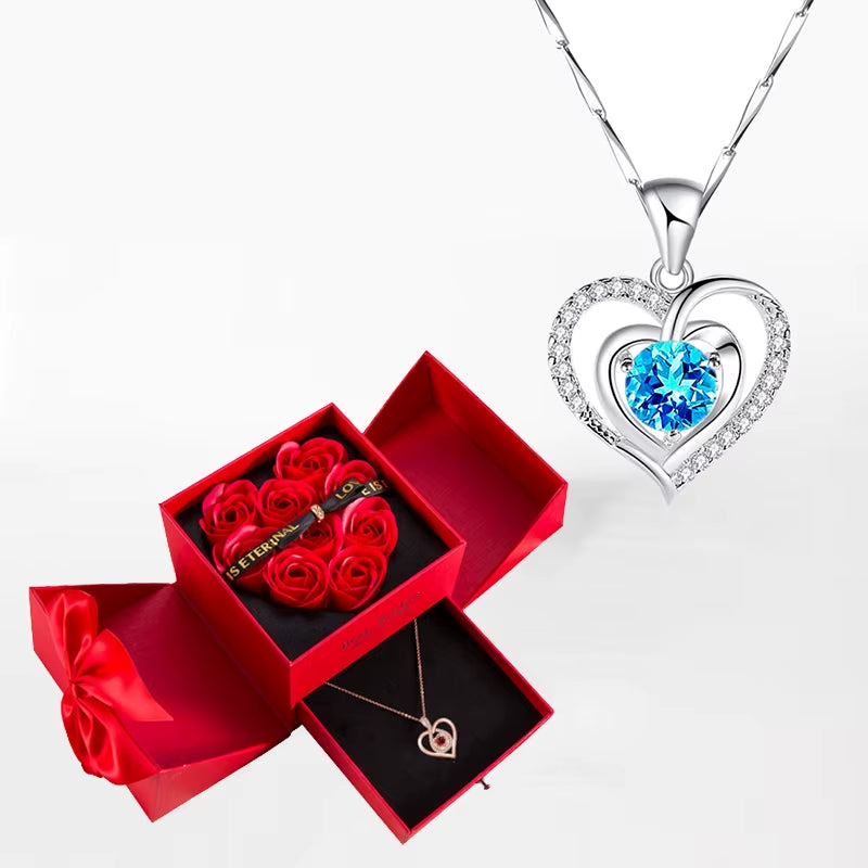 Zircon Heart™ Necklace with Double Door Rose Gift Box