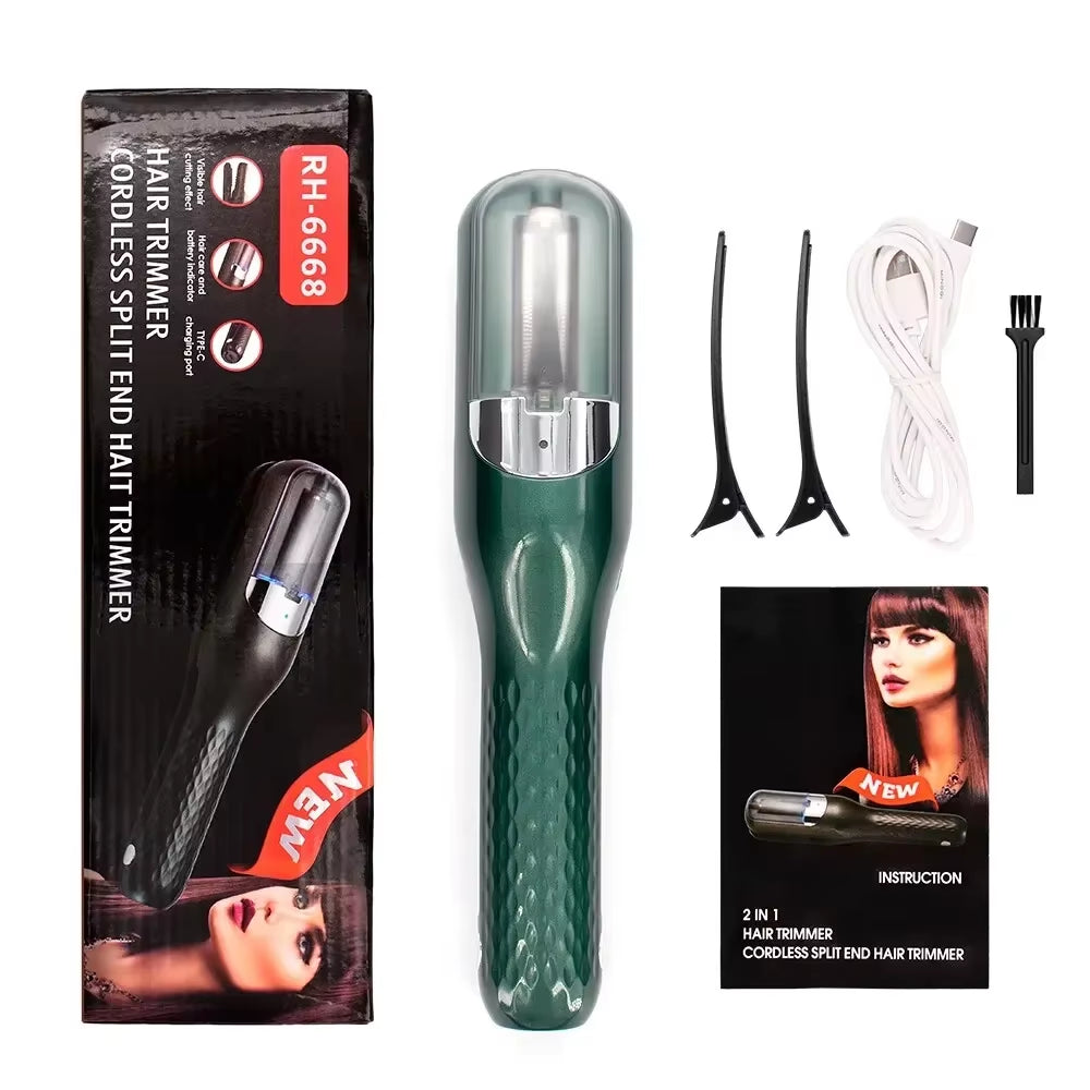 Cordless Split End Trimmer – USB Rechargeable Hair End Cutting Machine for Damaged Hair Repair and Care