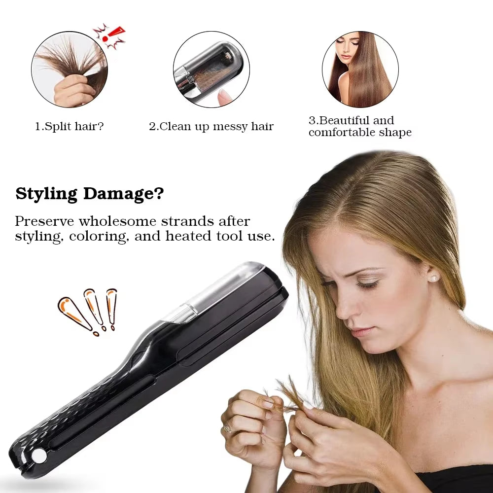 Cordless Split End Trimmer – USB Rechargeable Hair End Cutting Machine for Damaged Hair Repair and Care