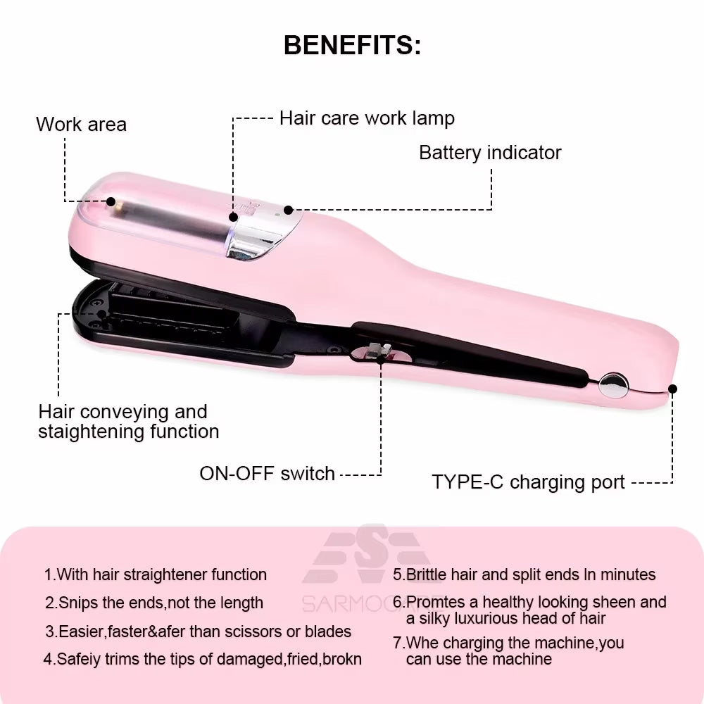 Cordless Split End Trimmer – USB Rechargeable Hair End Cutting Machine for Damaged Hair Repair and Care