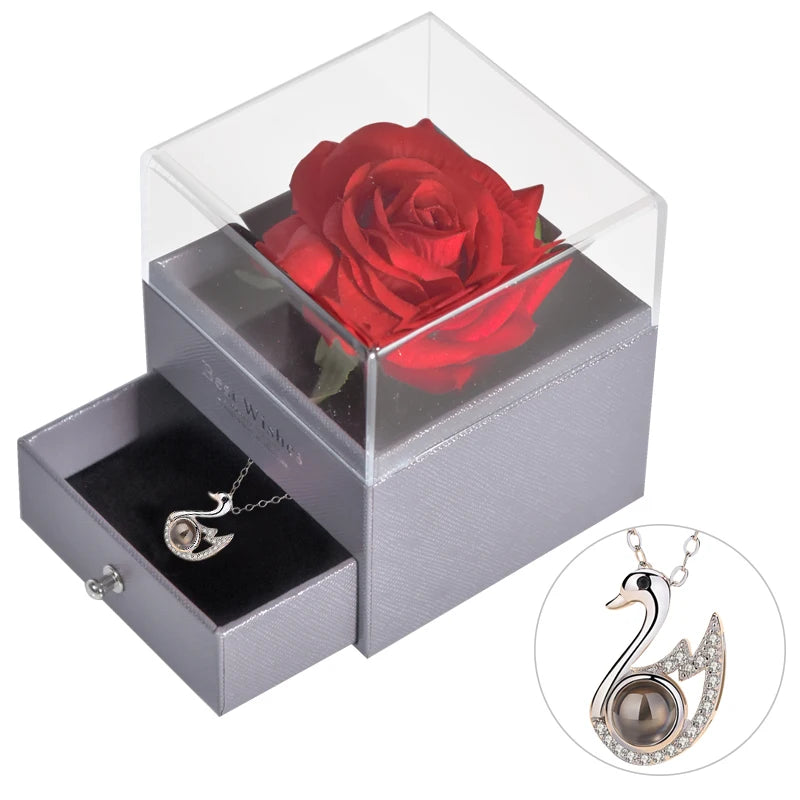 Eternal Rose™ Jewelry Box with I Love You Necklace – 100 Languages Rose Gift