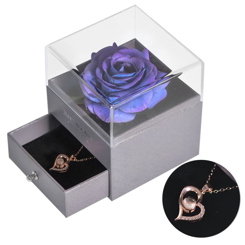 Eternal Rose™ Jewelry Box with I Love You Necklace – 100 Languages Rose Gift