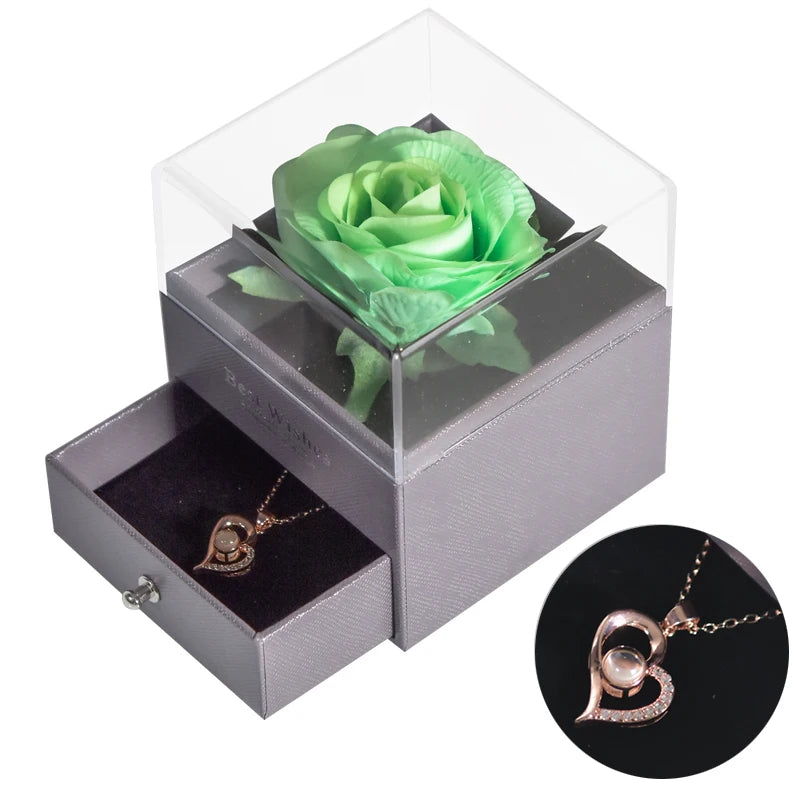 Eternal Rose™ Jewelry Box with I Love You Necklace – 100 Languages Rose Gift