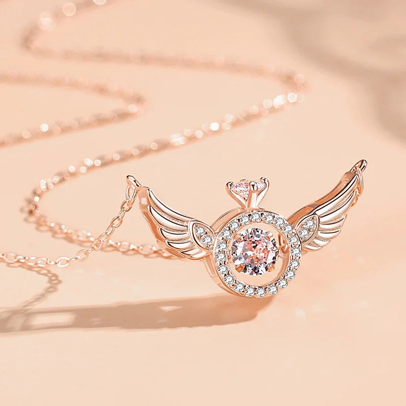 The Heart-Beating Clavicle Chain with Smart Angel Wings – Elegant Light Luxury Niche Design Gift