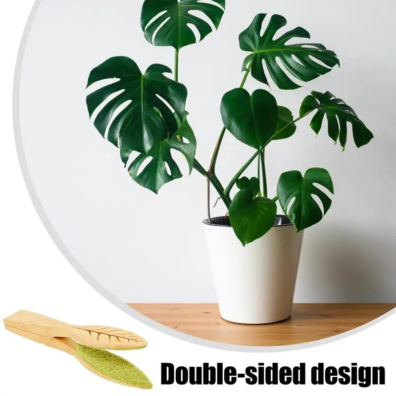 Portable Wooden Plant Leaf Cleaning Tool – Handheld Brush Clip for Garden Care