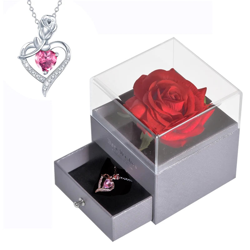 Eternal Rose™ Jewelry Box with I Love You Necklace – 100 Languages Rose Gift