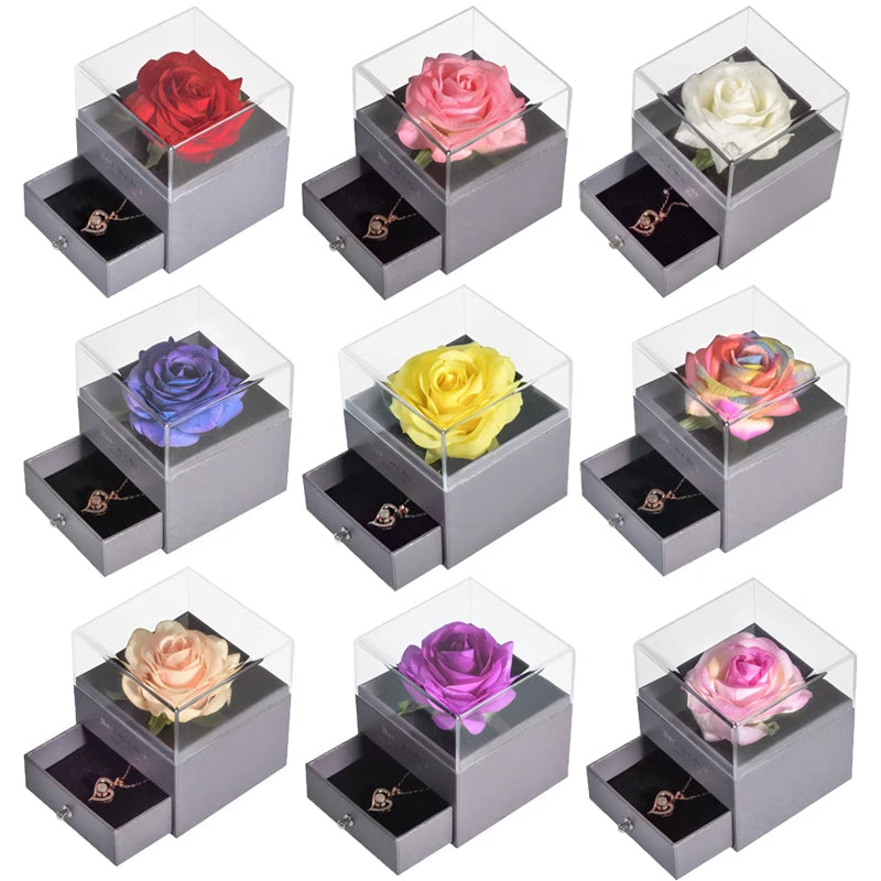 Eternal Rose™ Jewelry Box with I Love You Necklace – 100 Languages Rose Gift