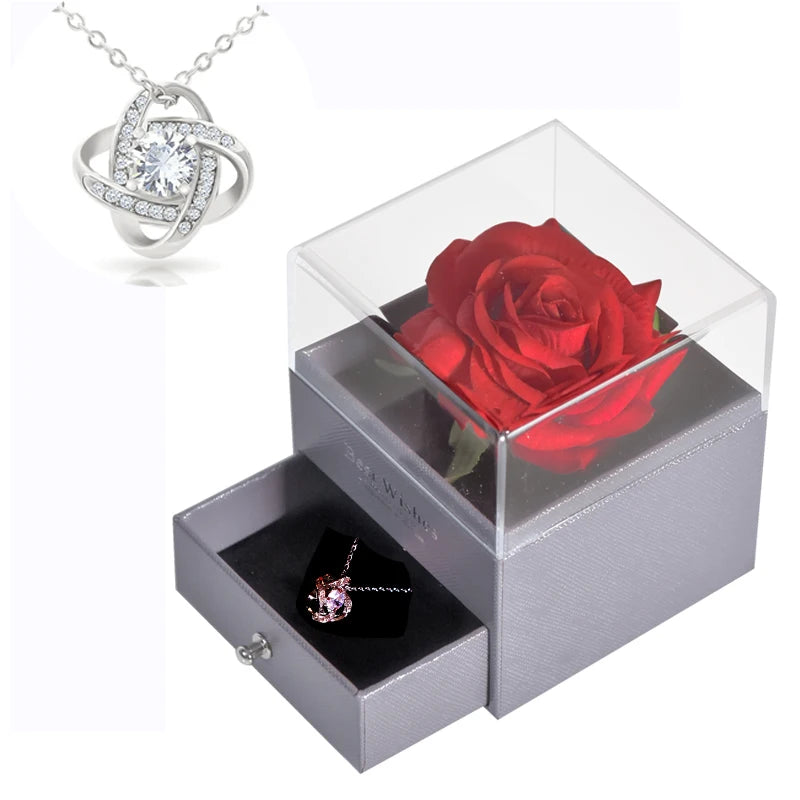 Eternal Rose™ Jewelry Box with I Love You Necklace – 100 Languages Rose Gift