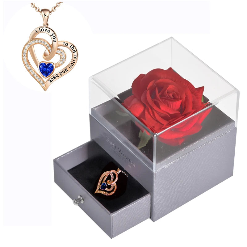 Eternal Rose™ Jewelry Box with I Love You Necklace – 100 Languages Rose Gift