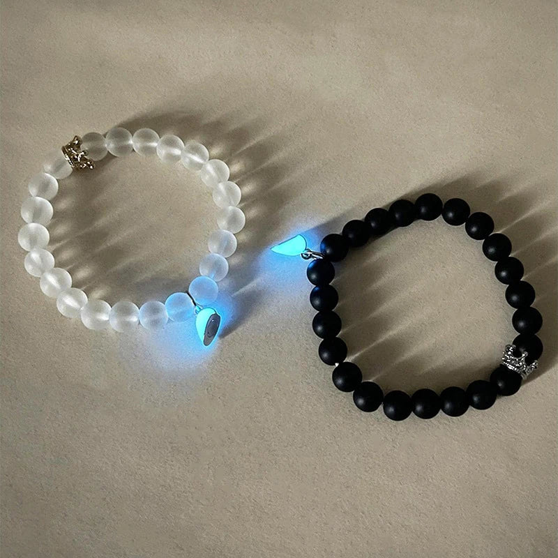 Luminous Crown™ Couple Bracelet Set – Handmade Adjustable Bead String Jewelry