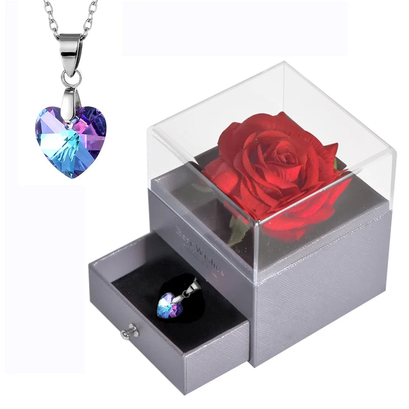 Eternal Rose™ Jewelry Box with I Love You Necklace – 100 Languages Rose Gift