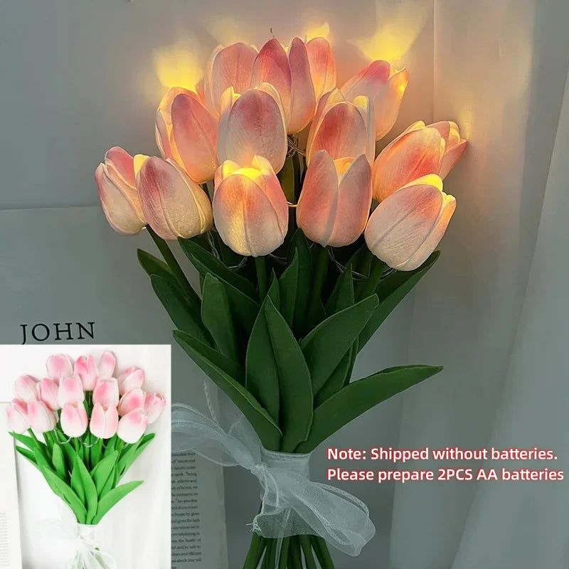 TulipGlow™ LED Artificial Tulip Bouquet – Night Light & Home Décor