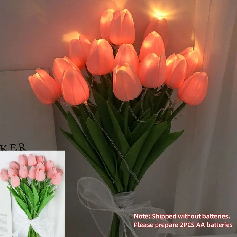 TulipGlow™ LED Artificial Tulip Bouquet – Night Light & Home Décor