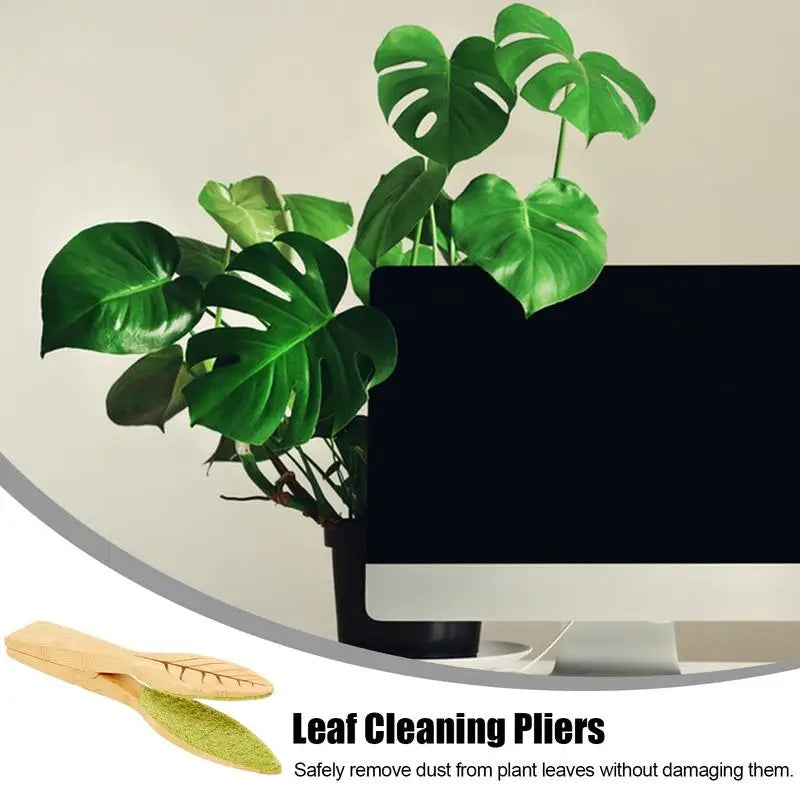 Portable Wooden Plant Leaf Cleaning Tool – Handheld Brush Clip for Garden Care