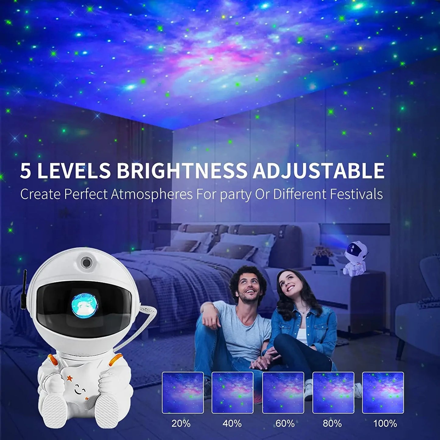 Astronaut Galaxy Projector Light – LED Starry Sky Night Light for Bedroom & Home Atmosphere