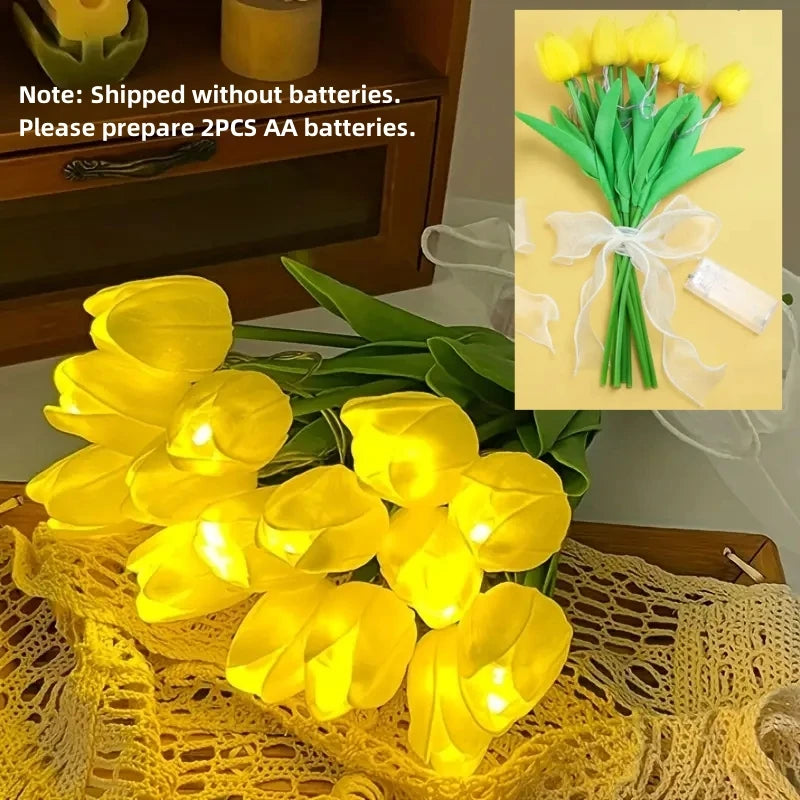 TulipGlow™ LED Artificial Tulip Bouquet – Night Light & Home Décor