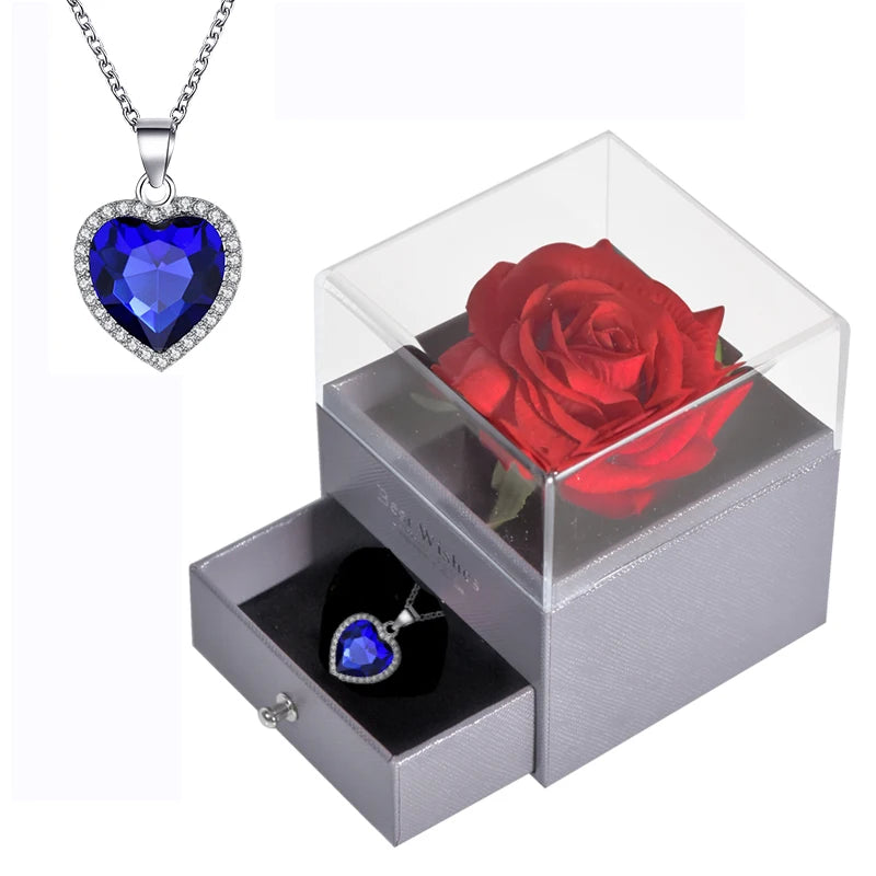 Eternal Rose™ Jewelry Box with I Love You Necklace – 100 Languages Rose Gift