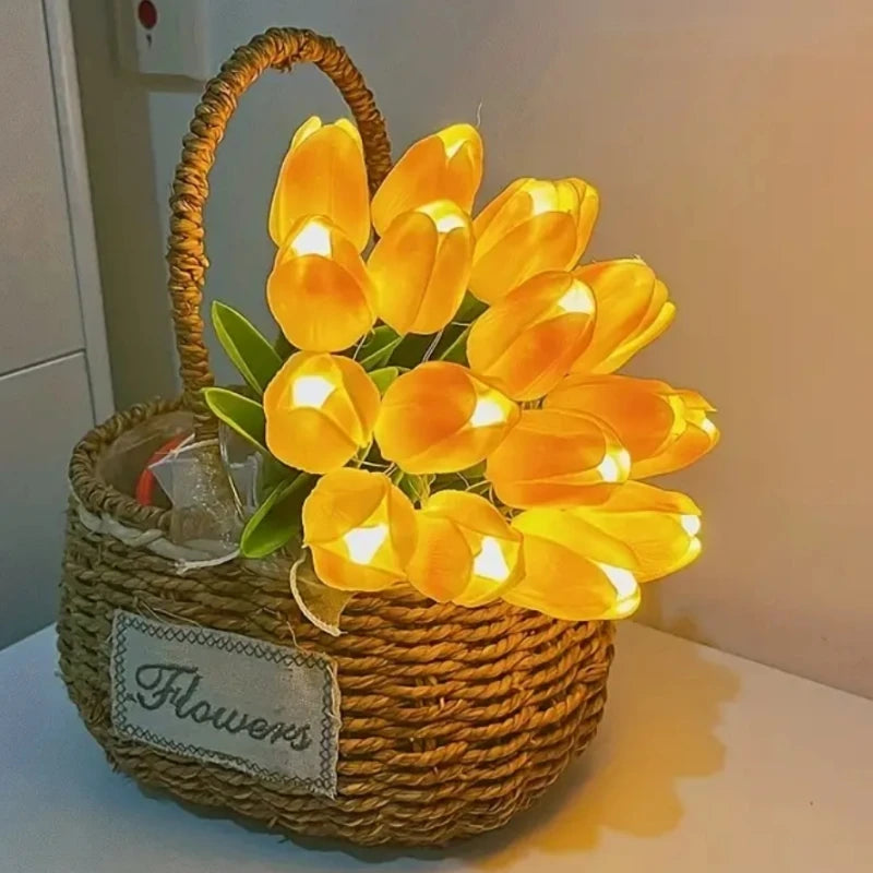 TulipGlow™ LED Artificial Tulip Bouquet – Night Light & Home Décor