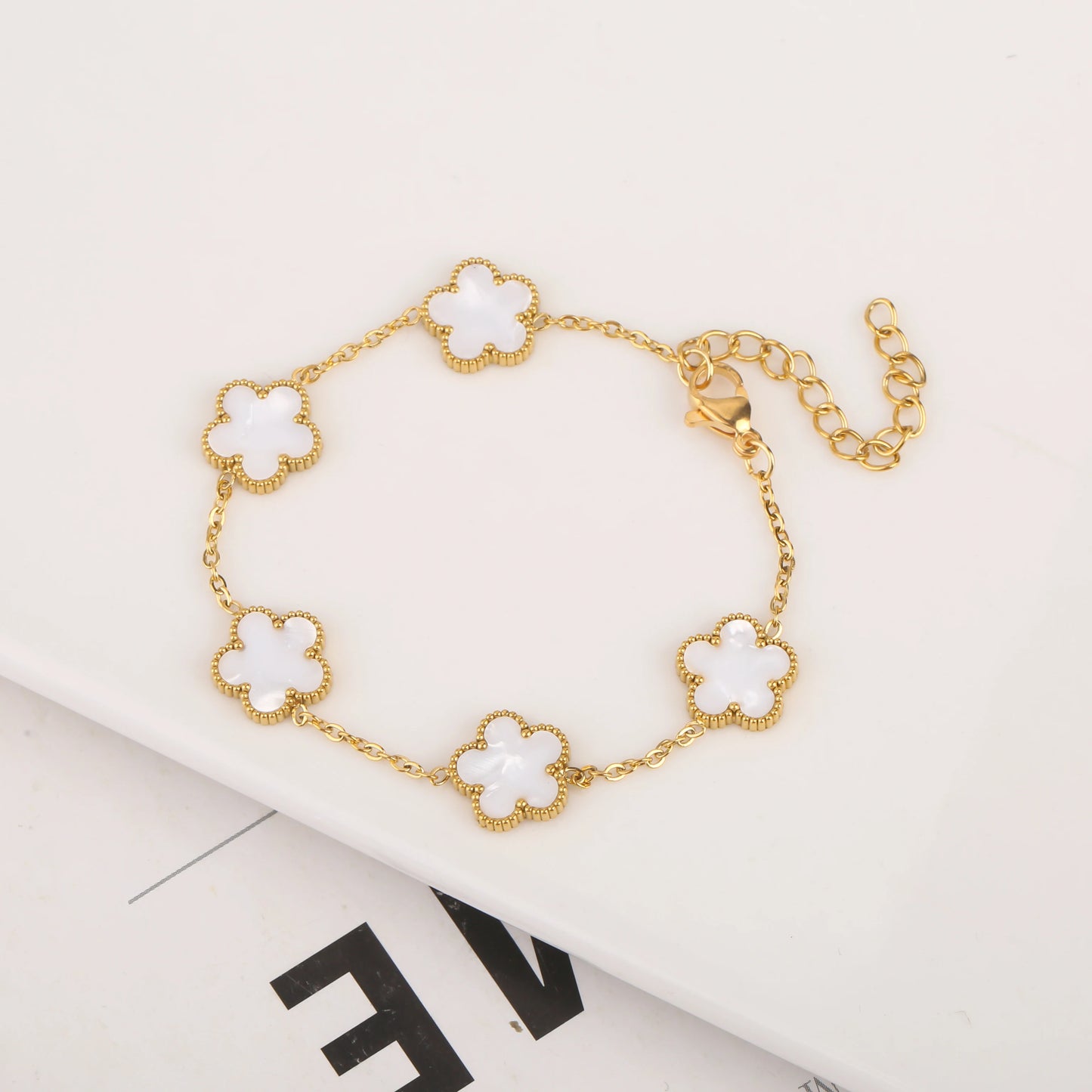 Gold-Plated Stainless Steel Clover Bracelet