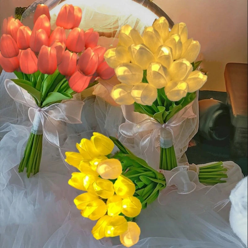 TulipGlow™ LED Artificial Tulip Bouquet – Night Light & Home Décor