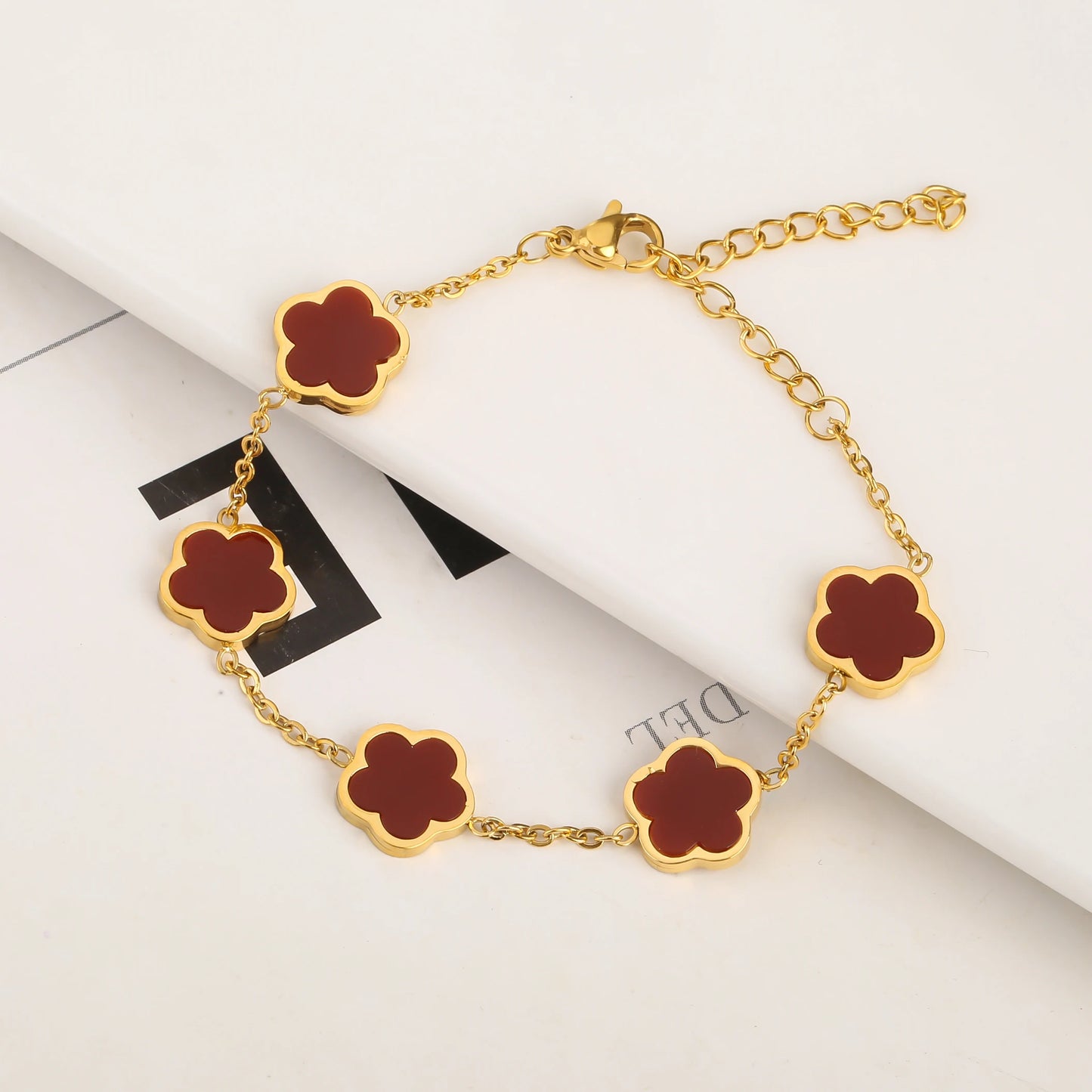 Gold-Plated Stainless Steel Clover Bracelet